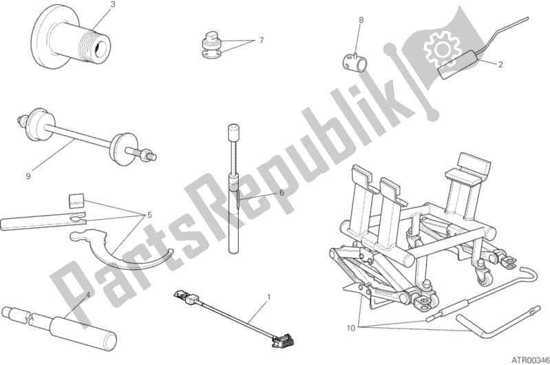 Todas as partes de Ferramentas De Serviço De Oficina, Quadro do Ducati Diavel Xdiavel USA 1260 2016